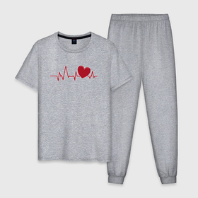 Мужская пижама хлопок с принтом Сердце и электрокардиограмма: символ здоровья и любви в Петрозаводске, 100% хлопок | брюки и футболка прямого кроя, без карманов, на брюках мягкая резинка на поясе и по низу штанин
 | 