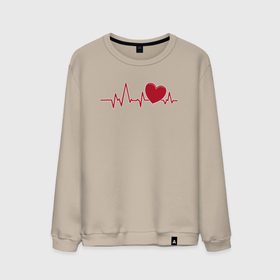 Мужской свитшот хлопок с принтом Сердце и электрокардиограмма: символ здоровья и любви в Екатеринбурге, 100% хлопок |  | 