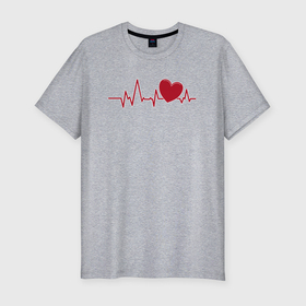 Мужская футболка хлопок Slim с принтом Сердце и электрокардиограмма: символ здоровья и любви , 92% хлопок, 8% лайкра | приталенный силуэт, круглый вырез ворота, длина до линии бедра, короткий рукав | Тематика изображения на принте: 