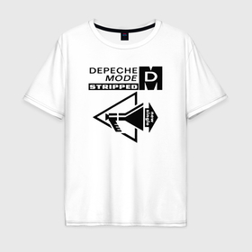 Мужская футболка хлопок Oversize с принтом Depeche Mode stripped в Курске, 100% хлопок | свободный крой, круглый ворот, “спинка” длиннее передней части | 
