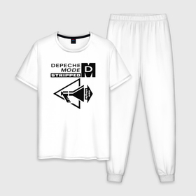 Мужская пижама хлопок с принтом Depeche Mode stripped в Курске, 100% хлопок | брюки и футболка прямого кроя, без карманов, на брюках мягкая резинка на поясе и по низу штанин
 | 