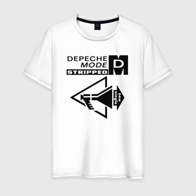 Мужская футболка хлопок с принтом Depeche Mode stripped в Курске, 100% хлопок | прямой крой, круглый вырез горловины, длина до линии бедер, слегка спущенное плечо. | 