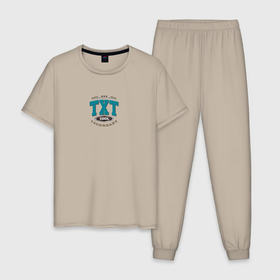 Мужская пижама хлопок с принтом TXT legendary в Санкт-Петербурге, 100% хлопок | брюки и футболка прямого кроя, без карманов, на брюках мягкая резинка на поясе и по низу штанин
 | 