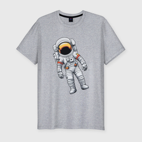 Мужская футболка хлопок Slim с принтом Арт астронавт в Курске, 92% хлопок, 8% лайкра | приталенный силуэт, круглый вырез ворота, длина до линии бедра, короткий рукав | 