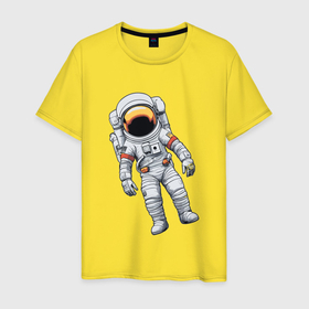Мужская футболка хлопок с принтом Арт астронавт в Санкт-Петербурге, 100% хлопок | прямой крой, круглый вырез горловины, длина до линии бедер, слегка спущенное плечо. | 