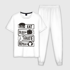 Мужская пижама хлопок с принтом Есть спать карате в Курске, 100% хлопок | брюки и футболка прямого кроя, без карманов, на брюках мягкая резинка на поясе и по низу штанин
 | 