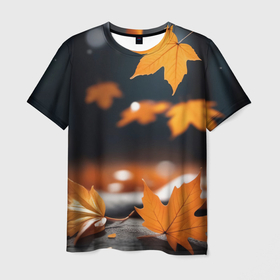 Мужская футболка 3D с принтом Кленовая осень в Курске, 100% полиэфир | прямой крой, круглый вырез горловины, длина до линии бедер | 
