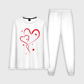Мужская пижама с лонгсливом хлопок с принтом Пересекающиеся красные сердца в Курске,  |  | Тематика изображения на принте: 