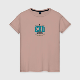 Женская футболка хлопок с принтом EXO legendary в Тюмени, 100% хлопок | прямой крой, круглый вырез горловины, длина до линии бедер, слегка спущенное плечо | 