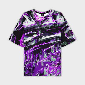 Мужская футболка oversize 3D с принтом Агрессивный металл и фиолетовые линии в Курске,  |  | 