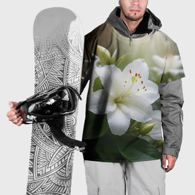 Накидка на куртку 3D с принтом Белые нежные лилии в Новосибирске, 100% полиэстер |  | 