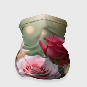 Бандана-труба 3D с принтом Разноцветные розы садовые в Курске, 100% полиэстер, ткань с особыми свойствами — Activecool | плотность 150‒180 г/м2; хорошо тянется, но сохраняет форму | 