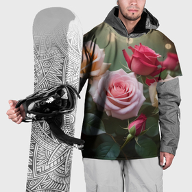 Накидка на куртку 3D с принтом Разноцветные розы садовые в Курске, 100% полиэстер |  | 
