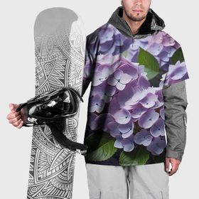 Накидка на куртку 3D с принтом Гортензии садовые в Тюмени, 100% полиэстер |  | 