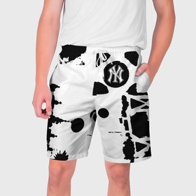 Мужские шорты 3D с принтом New York yankees   baseball team pattern ,  полиэстер 100% | прямой крой, два кармана без застежек по бокам. Мягкая трикотажная резинка на поясе, внутри которой широкие завязки. Длина чуть выше колен | Тематика изображения на принте: 
