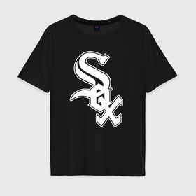 Мужская футболка хлопок Oversize с принтом Chicago white sox   baseball в Курске, 100% хлопок | свободный крой, круглый ворот, “спинка” длиннее передней части | 