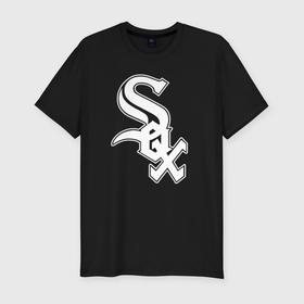 Мужская футболка хлопок Slim с принтом Chicago white sox   baseball в Новосибирске, 92% хлопок, 8% лайкра | приталенный силуэт, круглый вырез ворота, длина до линии бедра, короткий рукав | Тематика изображения на принте: 