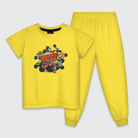 Детская пижама хлопок с принтом Вспыш и чудо машинки все вместе в Тюмени, 100% хлопок |  брюки и футболка прямого кроя, без карманов, на брюках мягкая резинка на поясе и по низу штанин
 | 