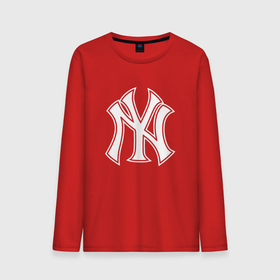 Мужской лонгслив хлопок с принтом New York yankees   baseball logo в Белгороде, 100% хлопок |  | Тематика изображения на принте: 
