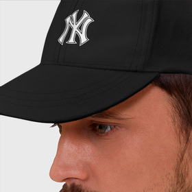 Бейсболка с принтом New York yankees   baseball logo , 100% хлопок | классический козырек, металлическая застежка-регулятор размера | 