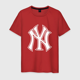 Мужская футболка хлопок с принтом New York yankees   baseball logo в Белгороде, 100% хлопок | прямой крой, круглый вырез горловины, длина до линии бедер, слегка спущенное плечо. | Тематика изображения на принте: 