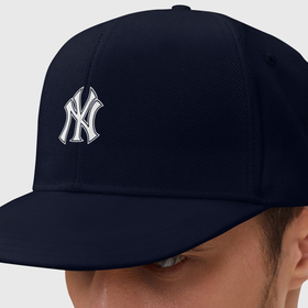Кепка снепбек с прямым козырьком с принтом New York yankees   baseball logo в Екатеринбурге, хлопок 100% |  | 