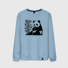 Мужской свитшот хлопок с принтом Сидящая чёрная панда рядом с бамбуком в Санкт-Петербурге, 100% хлопок |  | 