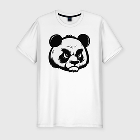 Мужская футболка хлопок Slim с принтом Недовольная морда панды в Санкт-Петербурге, 92% хлопок, 8% лайкра | приталенный силуэт, круглый вырез ворота, длина до линии бедра, короткий рукав | 