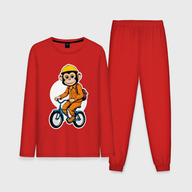 Мужская пижама с лонгсливом хлопок с принтом Обезьяна на велосипеде в Екатеринбурге,  |  | 