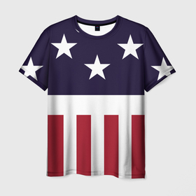 Мужская футболка 3D с принтом Флаг Америки в Белгороде, 100% полиэфир | прямой крой, круглый вырез горловины, длина до линии бедер | Тематика изображения на принте: 