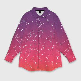 Мужская рубашка oversize 3D с принтом Созвездия в розовом небе в Белгороде,  |  | Тематика изображения на принте: 