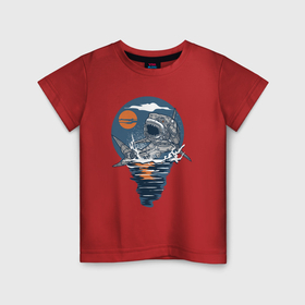 Детская футболка хлопок с принтом Акула робот в Кировске, 100% хлопок | круглый вырез горловины, полуприлегающий силуэт, длина до линии бедер | Тематика изображения на принте: 