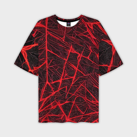 Мужская футболка oversize 3D с принтом Красная паутина на чёрном фоне в Тюмени,  |  | 