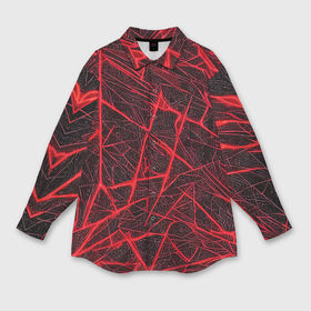 Мужская рубашка oversize 3D с принтом Красная паутина на чёрном фоне в Тюмени,  |  | 