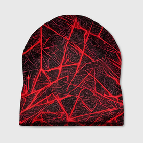Шапка 3D с принтом Красная паутина на чёрном фоне в Тюмени, 100% полиэстер | универсальный размер, печать по всей поверхности изделия | 