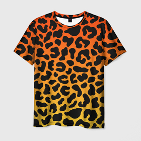 Мужская футболка 3D с принтом Яркий леопардовый в Тюмени, 100% полиэфир | прямой крой, круглый вырез горловины, длина до линии бедер | 