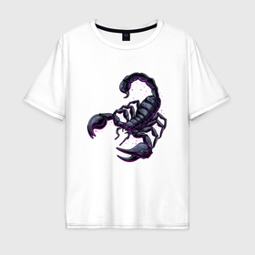 Мужская футболка хлопок Oversize с принтом Scorpion зодиакальный знак в Кировске, 100% хлопок | свободный крой, круглый ворот, “спинка” длиннее передней части | 