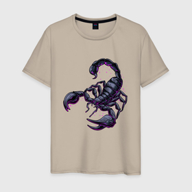 Мужская футболка хлопок с принтом Scorpion зодиакальный знак в Санкт-Петербурге, 100% хлопок | прямой крой, круглый вырез горловины, длина до линии бедер, слегка спущенное плечо. | 