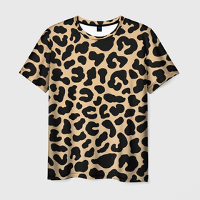 Мужская футболка 3D с принтом Светлый леопардовый в Тюмени, 100% полиэфир | прямой крой, круглый вырез горловины, длина до линии бедер | 