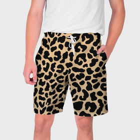 Мужские шорты 3D с принтом Светлый леопардовый в Кировске,  полиэстер 100% | прямой крой, два кармана без застежек по бокам. Мягкая трикотажная резинка на поясе, внутри которой широкие завязки. Длина чуть выше колен | 