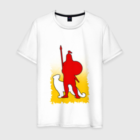 Мужская футболка хлопок с принтом Силуэт алан и барс в Екатеринбурге, 100% хлопок | прямой крой, круглый вырез горловины, длина до линии бедер, слегка спущенное плечо. | 