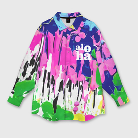Женская рубашка oversize 3D с принтом Colorful abstraction   aloha в Курске,  |  | 
