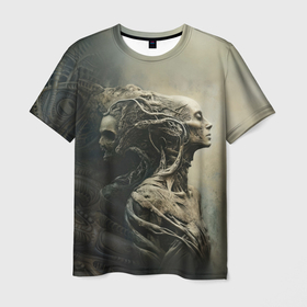 Мужская футболка 3D с принтом Ксеноморфоное слияние в Курске, 100% полиэфир | прямой крой, круглый вырез горловины, длина до линии бедер | 
