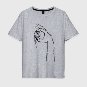 Мужская футболка хлопок Oversize с принтом Глаз ктулху в Курске, 100% хлопок | свободный крой, круглый ворот, “спинка” длиннее передней части | 