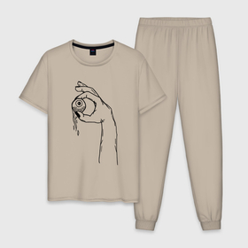 Мужская пижама хлопок с принтом Глаз ктулху в Курске, 100% хлопок | брюки и футболка прямого кроя, без карманов, на брюках мягкая резинка на поясе и по низу штанин
 | 