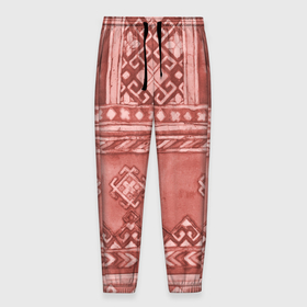 Мужские брюки 3D с принтом Красный славянский орнамент в Тюмени, 100% полиэстер | манжеты по низу, эластичный пояс регулируется шнурком, по бокам два кармана без застежек, внутренняя часть кармана из мелкой сетки | 