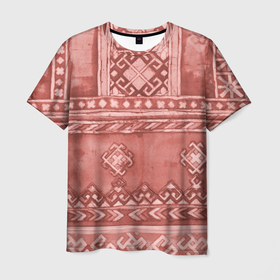 Мужская футболка 3D с принтом Красный славянский орнамент в Тюмени, 100% полиэфир | прямой крой, круглый вырез горловины, длина до линии бедер | 
