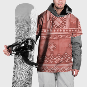 Накидка на куртку 3D с принтом Красный славянский орнамент в Тюмени, 100% полиэстер |  | 