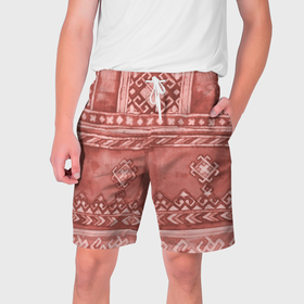 Мужские шорты 3D с принтом Красный славянский орнамент в Тюмени,  полиэстер 100% | прямой крой, два кармана без застежек по бокам. Мягкая трикотажная резинка на поясе, внутри которой широкие завязки. Длина чуть выше колен | 