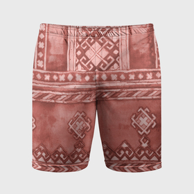 Мужские шорты спортивные с принтом Красный славянский орнамент в Тюмени,  |  | 